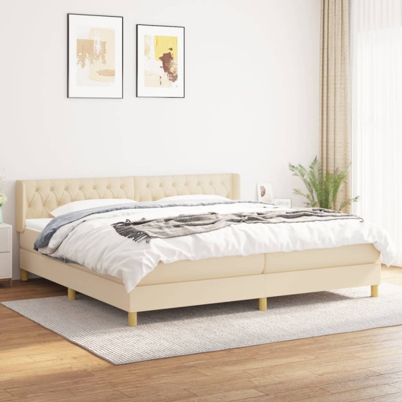 vidaXL Boxspringbett mit Matratze Creme 160x200 cm Stoff vidaXL Boxspringbett mit Matratze Creme 160x200 cm Stoff