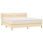 vidaXL Boxspringbett mit Matratze Creme 160x200 cm Stoff vidaXL Boxspringbett mit Matratze Creme 160x200 cm Stoff