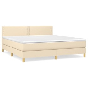 vidaXL Boxspringbett mit Matratze Creme 180x200 cm Stoff