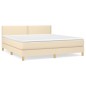 vidaXL Boxspringbett mit Matratze Creme 180x200 cm Stoff vidaXL Boxspringbett mit Matratze Creme 180x200 cm Stoff