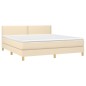 vidaXL Boxspringbett mit Matratze Creme 180x200 cm Stoff vidaXL Boxspringbett mit Matratze Creme 180x200 cm Stoff