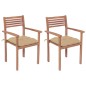 vidaXL Gartenstühle 2 Stk. mit Beige Kissen Massivholz Teak vidaXL Gartenstühle 2 Stk. mit Beige Kissen Massivholz Teak