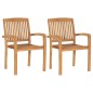 vidaXL Gartenstühle 2 Stk. mit Roten Kissen Massivholz Teak vidaXL Gartenstühle 2 Stk. mit Roten Kissen Massivholz Teak