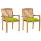vidaXL Gartenstühle 2 Stk. mit Hellgrünen Kissen Massivholz Teak vidaXL Gartenstühle 2 Stk. mit Hellgrünen Kissen Massivholz Teak