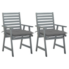 vidaXL Garten-Essstühle mit Kissen 2 Stk. Massivholz Akazie 