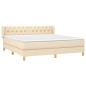 vidaXL Boxspringbett mit Matratze Creme 160x200 cm Stoff vidaXL Boxspringbett mit Matratze Creme 160x200 cm Stoff