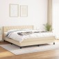 vidaXL Boxspringbett mit Matratze Creme 160x200 cm Stoff vidaXL Boxspringbett mit Matratze Creme 160x200 cm Stoff