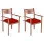 vidaXL Gartenstühle 2 Stk. mit Roten Kissen Massivholz Teak vidaXL Gartenstühle 2 Stk. mit Roten Kissen Massivholz Teak