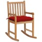vidaXL Schaukelstuhl mit Rotem Kissen Massivholz Teak vidaXL Schaukelstuhl mit Rotem Kissen Massivholz Teak
