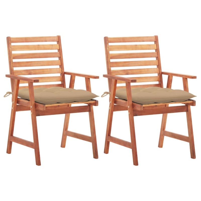 vidaXL Garten-Essstühle 2 Stk. mit Kissen Massivholz Akazie vidaXL Garten-Essstühle 2 Stk. mit Kissen Massivholz Akazie