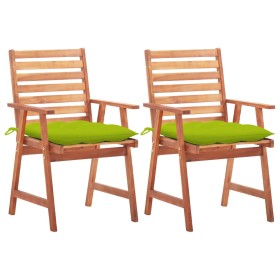 vidaXL Garten-Essstühle 2 Stk. mit Kissen Massivholz Akazie 