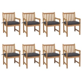 vidaXL Gartenstühle 8 Stk. mit Anthrazit Kissen Massivholz Teak