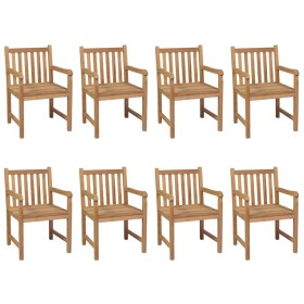 vidaXL Gartenstühle 8 Stk. mit Anthrazit Kissen Massivholz Teak