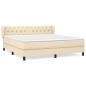 vidaXL Boxspringbett mit Matratze Creme 160x200 cm Stoff vidaXL Boxspringbett mit Matratze Creme 160x200 cm Stoff