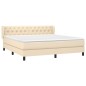 vidaXL Boxspringbett mit Matratze Creme 160x200 cm Stoff vidaXL Boxspringbett mit Matratze Creme 160x200 cm Stoff