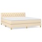 vidaXL Boxspringbett mit Matratze Creme 160x200 cm Stoff vidaXL Boxspringbett mit Matratze Creme 160x200 cm Stoff