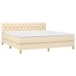 vidaXL Boxspringbett mit Matratze Creme 160x200 cm Stoff vidaXL Boxspringbett mit Matratze Creme 160x200 cm Stoff