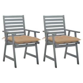 vidaXL Garten-Essstühle mit Kissen 2 Stk. Massivholz Akazie 