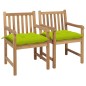 vidaXL Gartenstühle 2 Stk. mit Hellgrünen Kissen Massivholz Teak vidaXL Gartenstühle 2 Stk. mit Hellgrünen Kissen Massivholz Teak