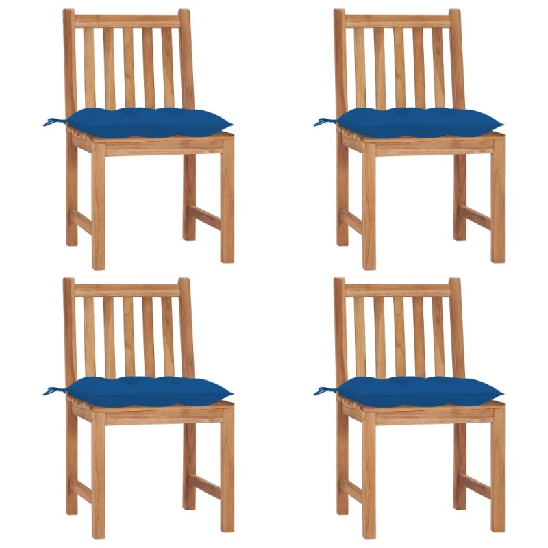 vidaXL Gartenstühle 4 Stk. mit Kissen Massivholz Teak vidaXL Gartenstühle 4 Stk. mit Kissen Massivholz Teak