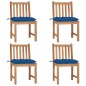 vidaXL Gartenstühle 4 Stk. mit Kissen Massivholz Teak vidaXL Gartenstühle 4 Stk. mit Kissen Massivholz Teak
