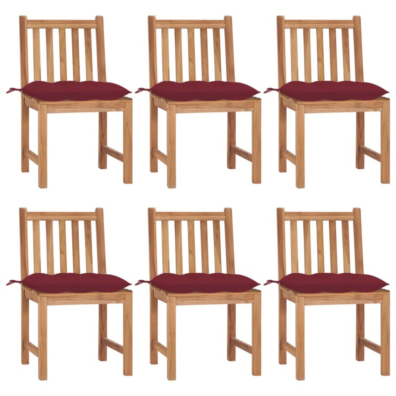 vidaXL Gartenstühle 6 Stk. mit Kissen Massivholz Teak vidaXL Gartenstühle 6 Stk. mit Kissen Massivholz Teak