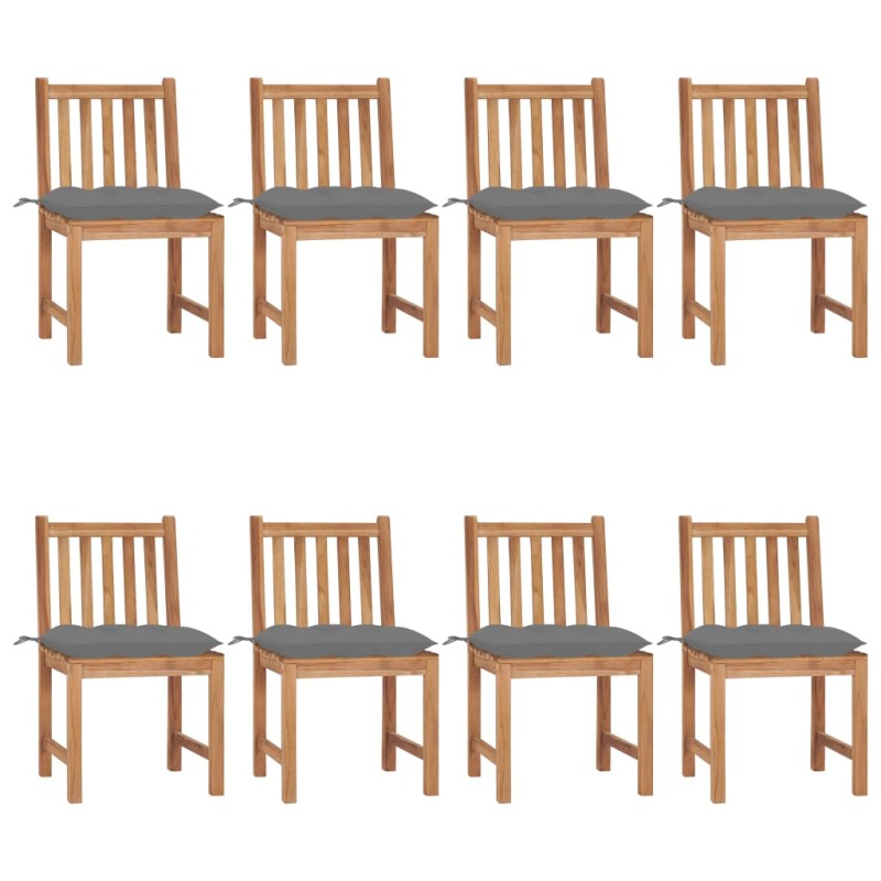 vidaXL Gartenstühle 8 Stk. mit Kissen Massivholz Teak vidaXL Gartenstühle 8 Stk. mit Kissen Massivholz Teak