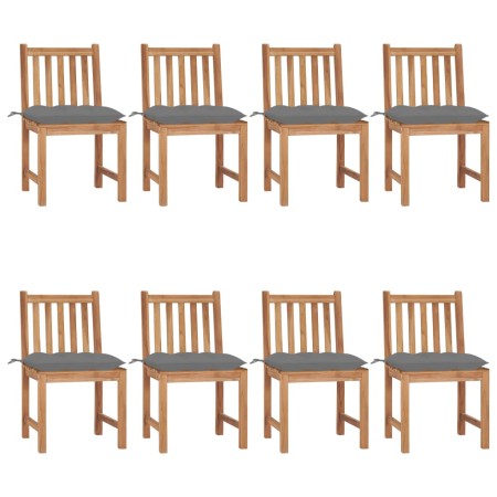 vidaXL Gartenstühle 8 Stk. mit Kissen Massivholz Teak