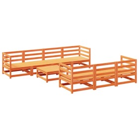 vidaXL 8-tlg. Garten-Sofagarnitur Wachsbraun Massivholz Kiefer