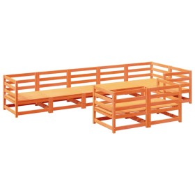 vidaXL 8-tlg. Garten-Sofagarnitur Wachsbraun Massivholz Kiefer