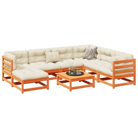 vidaXL 8-tlg. Garten-Sofagarnitur Wachsbraun Massivholz Kiefer