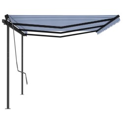 Gelenkarmmarkise Automatisch mit Pfosten 6x3 m Blau & Weiß