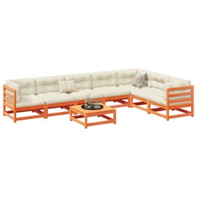vidaXL 8-tlg. Garten-Sofagarnitur Wachsbraun Massivholz Kiefer