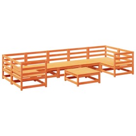 vidaXL 8-tlg. Garten-Sofagarnitur Wachsbraun Massivholz Kiefer
