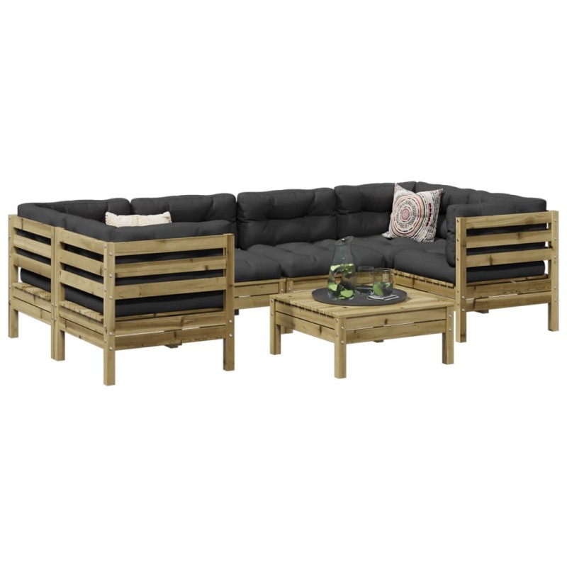 vidaXL 7-tlg. Garten-Sofagarnitur mit Kissen Kiefernholz Imprägniert vidaXL 7-tlg. Garten-Sofagarnitur mit Kissen Kiefernholz Imprägniert