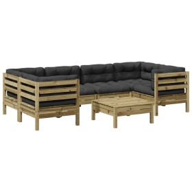 vidaXL 7-tlg. Garten-Sofagarnitur mit Kissen Kiefernholz Imprägniert