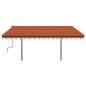 Gelenkarmmarkise Automatisch mit Pfosten 4,5x3 m Orange Braun Gelenkarmmarkise Automatisch mit Pfosten 4,5x3 m Orange Braun