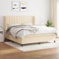 vidaXL Boxspringbett mit Matratze Creme 180x200 cm Stoff vidaXL Boxspringbett mit Matratze Creme 180x200 cm Stoff