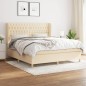 vidaXL Boxspringbett mit Matratze Creme 180x200 cm Stoff vidaXL Boxspringbett mit Matratze Creme 180x200 cm Stoff