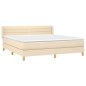 vidaXL Boxspringbett mit Matratze Creme 180x200 cm Stoff vidaXL Boxspringbett mit Matratze Creme 180x200 cm Stoff