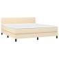 vidaXL Boxspringbett mit Matratze & LED Creme 160x200 cm Stoff vidaXL Boxspringbett mit Matratze & LED Creme 160x200 cm Stoff