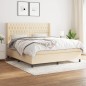 vidaXL Boxspringbett mit Matratze Creme 180x200 cm Stoff vidaXL Boxspringbett mit Matratze Creme 180x200 cm Stoff