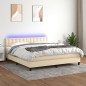 vidaXL Boxspringbett mit Matratze & LED Creme 160x200 cm Stoff vidaXL Boxspringbett mit Matratze & LED Creme 160x200 cm Stoff