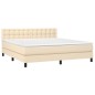 vidaXL Boxspringbett mit Matratze & LED Creme 160x200 cm Stoff vidaXL Boxspringbett mit Matratze & LED Creme 160x200 cm Stoff