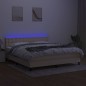 vidaXL Boxspringbett mit Matratze & LED Creme 160x200 cm Stoff vidaXL Boxspringbett mit Matratze & LED Creme 160x200 cm Stoff