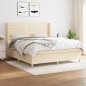 vidaXL Boxspringbett mit Matratze Creme 180x200 cm Stoff vidaXL Boxspringbett mit Matratze Creme 180x200 cm Stoff