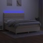 vidaXL Boxspringbett mit Matratze & LED Creme 180x200 cm Stoff vidaXL Boxspringbett mit Matratze & LED Creme 180x200 cm Stoff