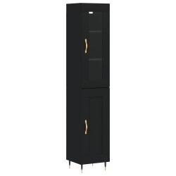 vidaXL Highboard Schwarz 34,5x34x180 cm Holzwerkstoff