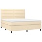 vidaXL Boxspringbett mit Matratze & LED Creme 160x200 cm Stoff vidaXL Boxspringbett mit Matratze & LED Creme 160x200 cm Stoff