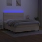 vidaXL Boxspringbett mit Matratze & LED Creme 160x200 cm Stoff vidaXL Boxspringbett mit Matratze & LED Creme 160x200 cm Stoff
